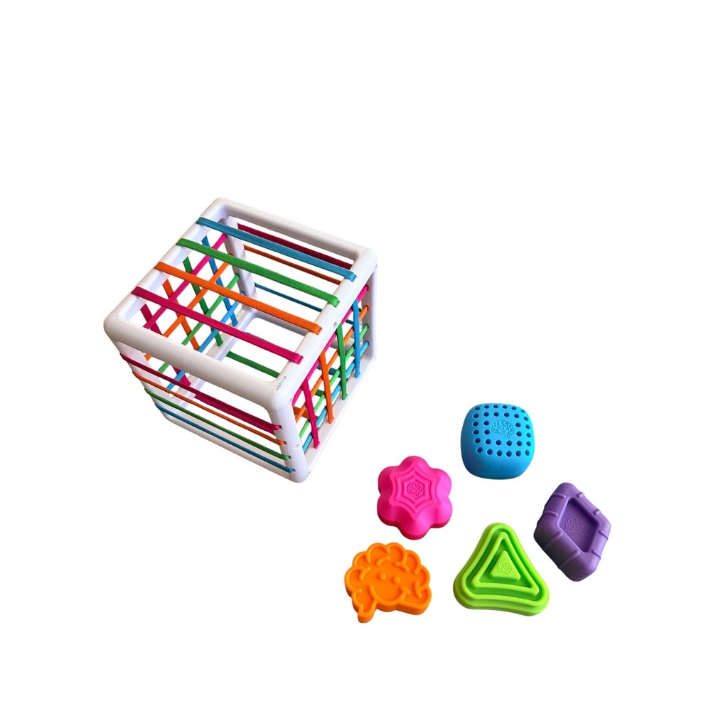 Fat Brain Toys InnyBin Sensory Shape Sorting Cube Baby Toddler Learning Toy